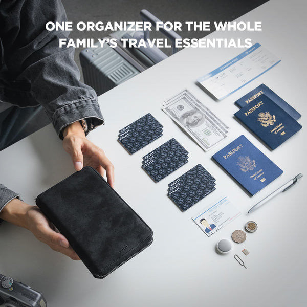 VPW113 -RFID Blocking Microfiber Suede Family Passport Wallet