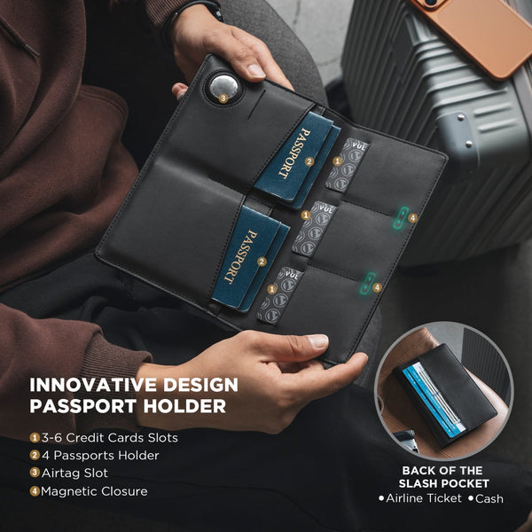 VPW116-Compact Family Travel Document Holder (AirTag Compatible + RFID Blocking)